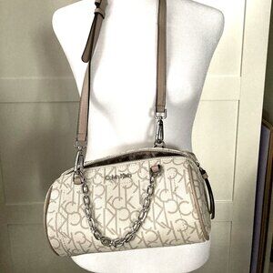 Calvin Klein Roll Purse with Chain handles & Leather long strap 9" wide x 5" h